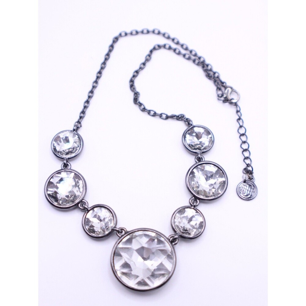 Dana Bachman Gunmetal and Crystal Collar Necklace 17”-19”